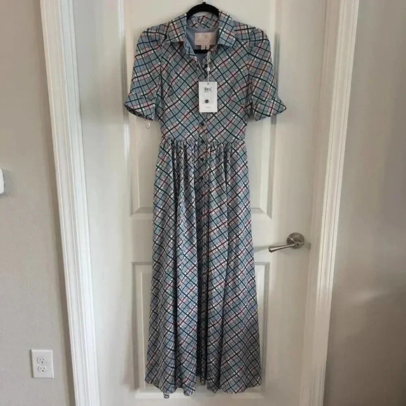 294 Gal Meets Glam Collection Colette Plaid Button Down Maxi Dress - Picture 4 of 9